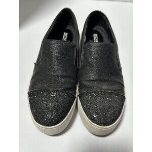 Michael Kors Keaton Glitter Gunmetal Slip-On Sneakers Size 6